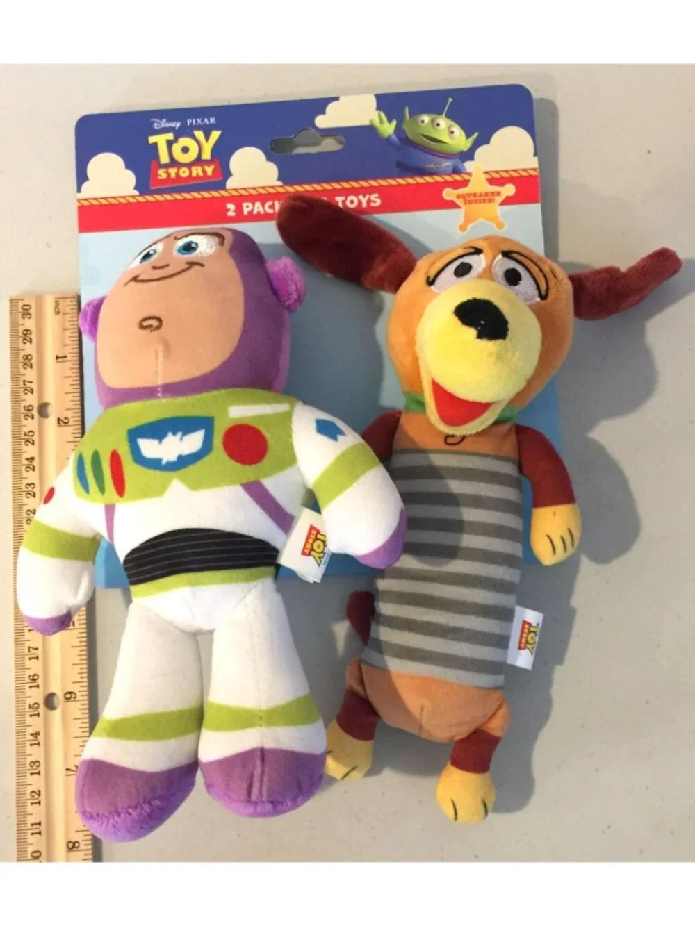 Disney Pixar TOY STORY Buzz Lightyear Slinky Dog Squeaky Crinkle  Plush Dog Toys